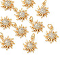 SHEGRACE Brass Micro Pave Cubic Zirconia Pendants, Sun Charms, Cadmium Free & Nickel Free & Lead Free, Clear