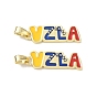 Brass Enamel Pendants, Word VZLA
 Charms, Long-Lasting Plated, Rack Plating, Lead Free & Cadmium Free