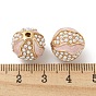 Alloy Enamel Beads, with ABS Plastic Imitation Pearl, Round, Golden