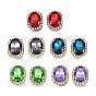 Sew on Rhinestone, Transparent Glass Rhinestone, with Brass Prong Settings, Faceted, Oval