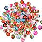 100Pcs Flower Printed Glass Cabochons, Half Round/Dome
