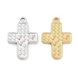 304 Stainless Steel Pendants, Cross with Heart Charm