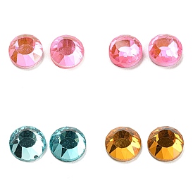 Glass Cabochons, Flat Back & Back Plated, Faceted, Half Round