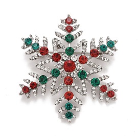 Broche de copo de nieve de diamantes de imitación de colores para navidad, insignia de aleación para ropa de mochila