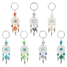 7шт. синтетический бирюзовый и сплав брелок, с железной фурнитурой