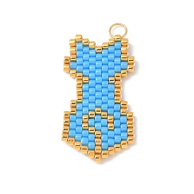 Подвески ручной работы из стеклянных бусин в форме кошки, с золотыми 304 кольцами из нержавеющей стали