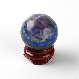 Seven Chakra Crystal Ball, with Base, for Desk Decoration