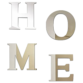 Autocollants muraux miroir, feuilles de miroir acryliques auto-adhésives, pour la maison salon chambre décor, mot à la maison
