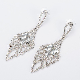 Luxury Exaggerated Crystal Waterdrop Bridal Earrings with Long Chain, European and American Brand