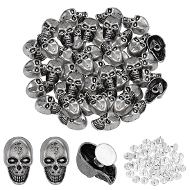 50Stück Totenkopf-Legierungsnieten, mit Schraube, für Geldbörse Handtasche Schuhe Punk Rock Leder Handwerk Kleidung Gürtel