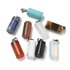 Gemstone Pendants, with 201 Stainless Steel Finding, Column