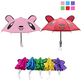 Panda Shape Mini Polyester Doll Umbrella Rain Gear, with Iron Findings, Doll Making Supplies, for DIY Dolls Dollhouse Accessories