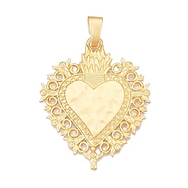 Rack Plating Alloy Big Pendants, Lead Free & Nickel Free & Cadmium Free, Heart with Angel