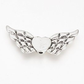 Сплавочные бусины, сердце крыло, без кадмия и без свинца