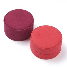 Creative Makaron Round Velvet Jewelry Boxes, with PU, for Proposal, Engagement, Birthday, Christmas, Anniversary