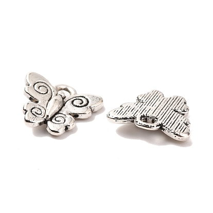 Charms de aleación, sin plomo y cadmio, mariposa, 12x13x1.5 mm, agujero: 2 mm