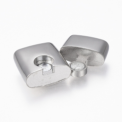 304 Stainless Steel Magnetic Clasps with Glue-in Ends, Matte Surface, Rectangle