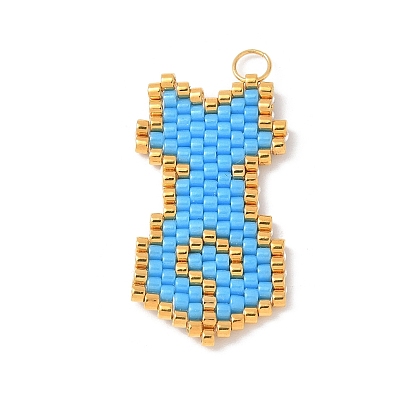 Подвески ручной работы из стеклянных бусин в форме кошки, с золотыми 304 кольцами из нержавеющей стали