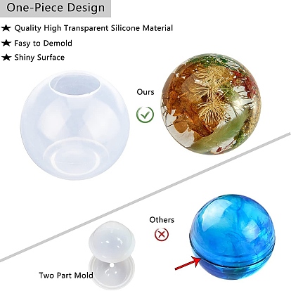 5PCS Different Size Silicone Sphere Resin Molds for DIY Handcraft