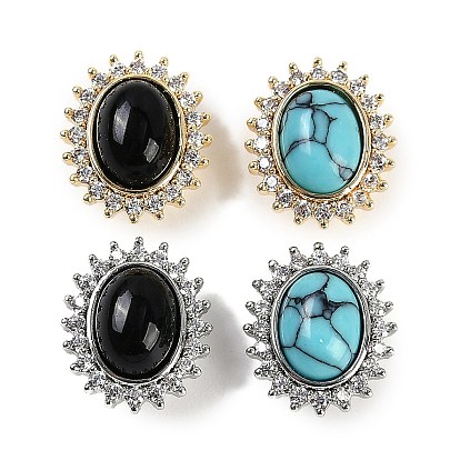 Драгоценный камень пришитый горный хрусталь, с латунными микро проложить кубических выводы циркония, без кадмия, без никеля и без свинца, овальные