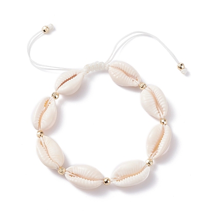 Natural Cowrie Shell Braided Bead Bracelet for Women