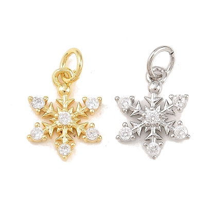 Латунные микро проложить кубического циркония подвески, прелести снежинки, долгоиграющий, стойки покрытие, без свинца и без кадмия, с целью перехода в кольце
