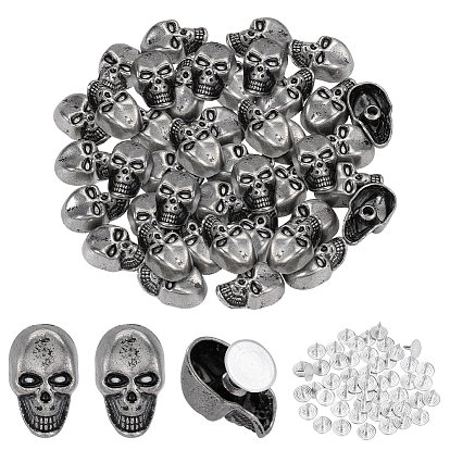 50Stück Totenkopf-Legierungsnieten, mit Schraube, für Geldbörse Handtasche Schuhe Punk Rock Leder Handwerk Kleidung Gürtel