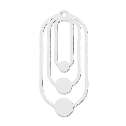 304 Stainless Steel Pendants, Laser Cut, Oval