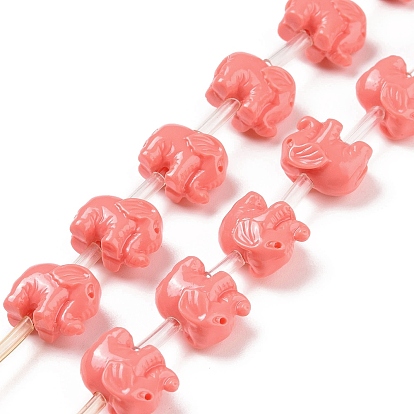 Synthetic Coral Beads Strands, Dyed, Elephant