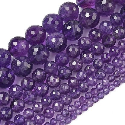 Природный аметист нитей бисера, граненые, круглые