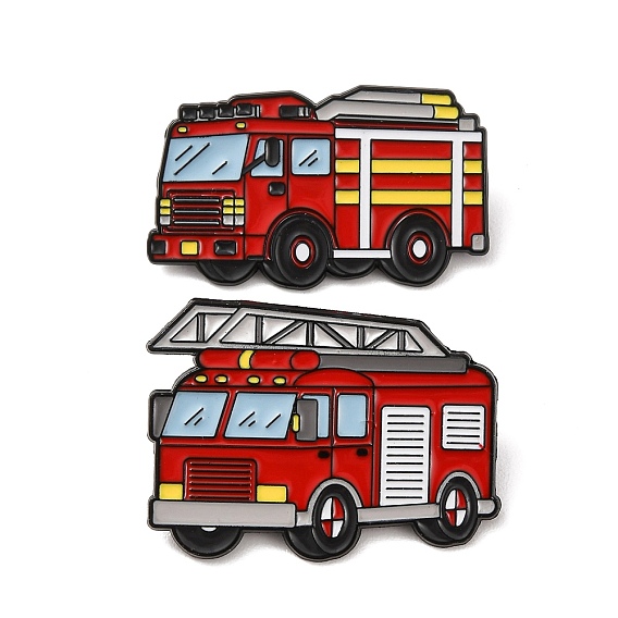 Эмалевые значки в виде пожарной машины, Черные металлические застежки для значков на лацкан для рюкзака или одежды