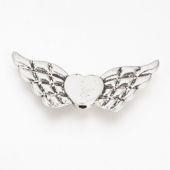 Сплавочные бусины, сердце крыло, без кадмия и без свинца