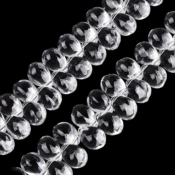 Transparent Glass Beads Strands, Top Drilled Beads, Teardrop