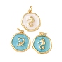 Латунные подвески, с эмалью, плоский круг с подвесками в виде морского конька/рыбы, без кадмия и без свинца, стойки покрытие, долговечный, с целью перехода в кольце, реальный 18 k позолоченный