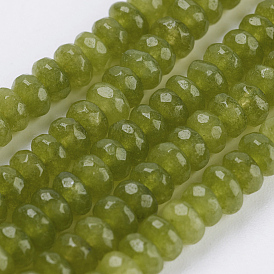 Chapelets de perles en jade naturel, teint, facette, rondelle