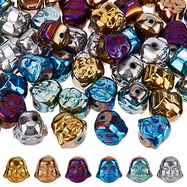 60Pcs 6 Colors Electroplate Non-magnetic Synthetic Hematite Beads, Buddha