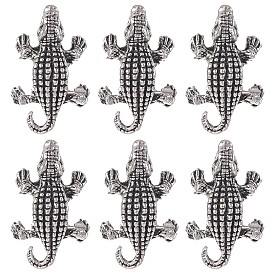 Сплавочные европейские бусины, бусины с большим отверстием, Крокодил / Аллигатор