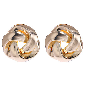Spiral Metal Button Earrings with Multiple Colors and Glossy Texture