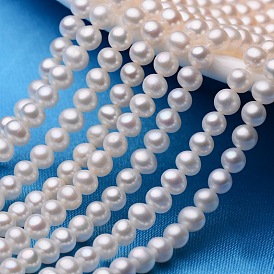 Natural Cultured Freshwater Pearl Beads Strands, Round, 5~5.5mm, Hole: 0.8mm, about 77~80pcs/strand, 15.7 inch