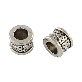 Perles en alliage de zinc de style tibétain, grandes perles de colonne de trou, sans plomb et sans cadmium, 8.2x10.7mm, Trou: 6.3mm, environ192 pcs / 500 g