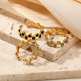 Плоские круглые 304 из нержавеющей стали с кубическим цирконием регулируемые манжетные кольца для женщин