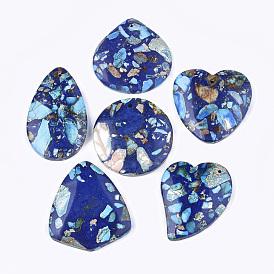Assembled Synthetic Imperial Jasper and Natural Lapis Lazuli Pendants, Dyed, Mixed Shapes