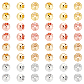 320шт 4 стиль латунные сплошные бусины, долговечный, рондель и круглый