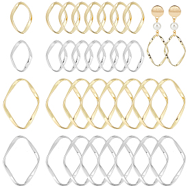 40pcs 4 anneaux de liaison en alliage de style, rhombus torsadée