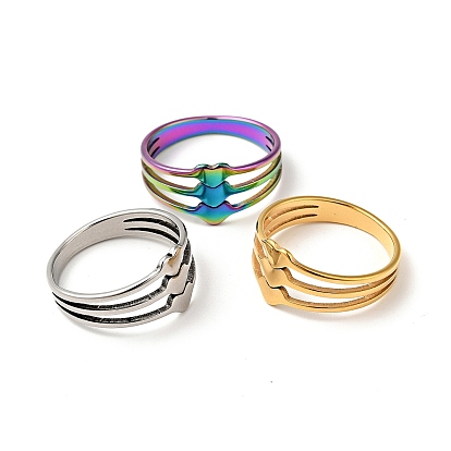 201 anillo de dedo de corazón triple de acero inoxidable para el día de san valentín