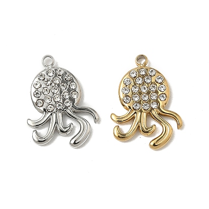 304 Подвески из нержавеющей стали со стразами, ионное покрытие (IP), медуза