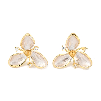 Серьги-гвоздики из латуни и стерлингового серебра в виде цветка