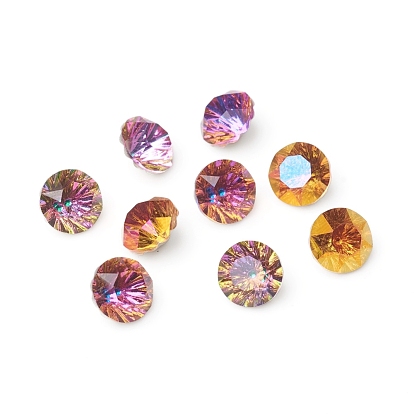 Glass Rhinestone Cabochons, Pointed Back & Back Plated, Faceted, Diamond Shape