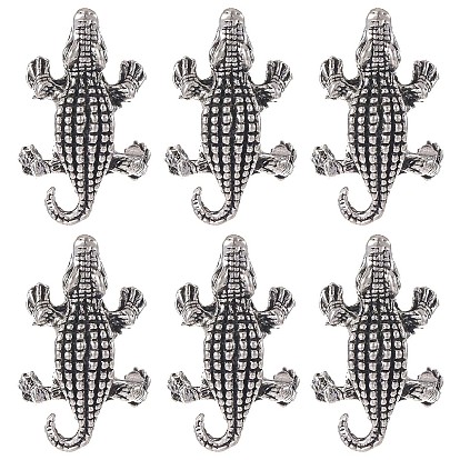 Сплавочные европейские бусины, бусины с большим отверстием, Крокодил / Аллигатор