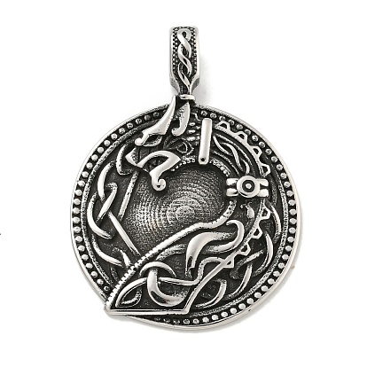 Viking 316 подвески из хирургической нержавеющей стали, плоский круглый с подвеской в виде морской змеи